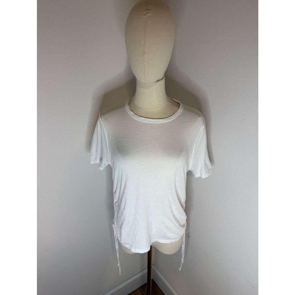 Veronica Beard White‎ Short Sleeve Crew Tee with Side Ties 100% Pima Cotton - M
